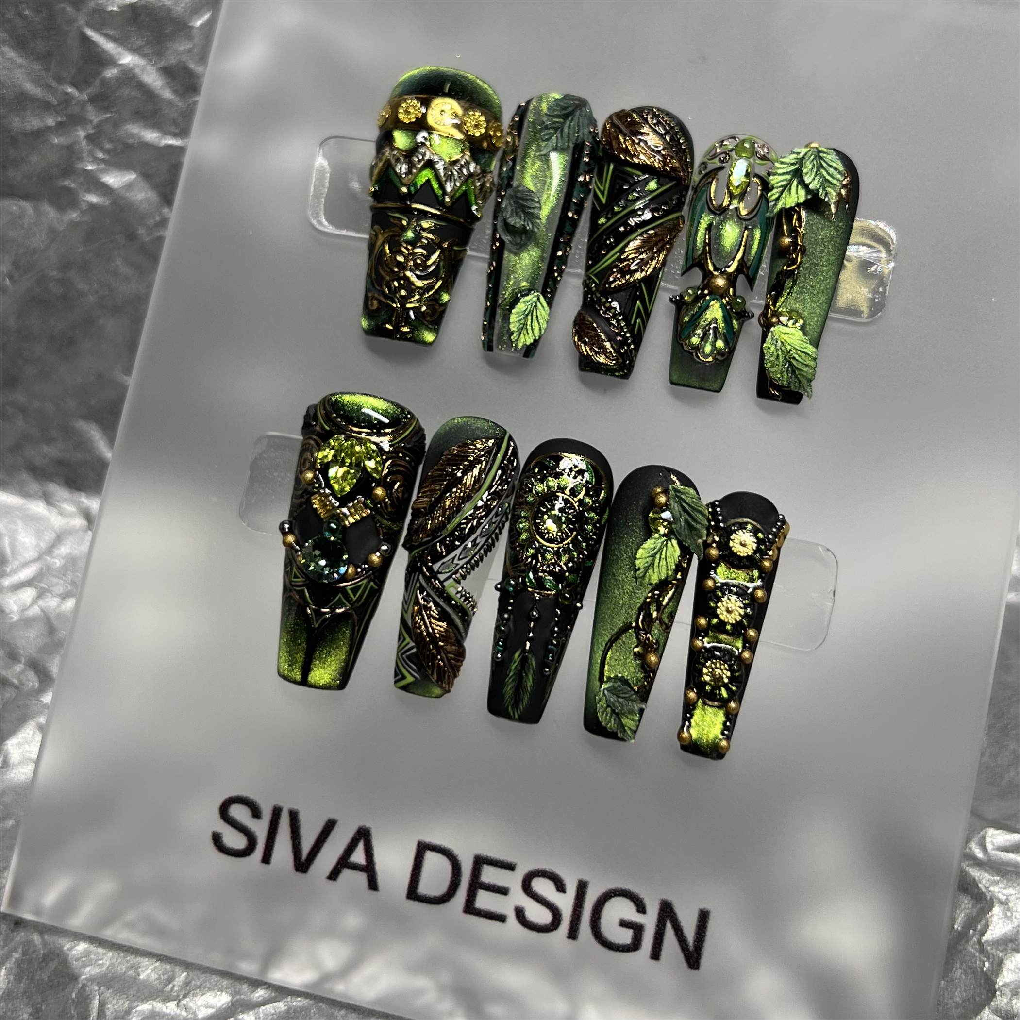 Siva Nail, Forest Queen, unghie finte di lusso fatte a mano