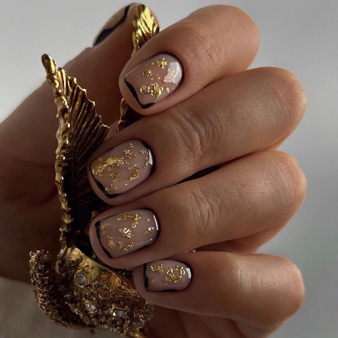 Siva Nail, Regal Majesty, Gold Accent Flair, unghie finte fatte a mano