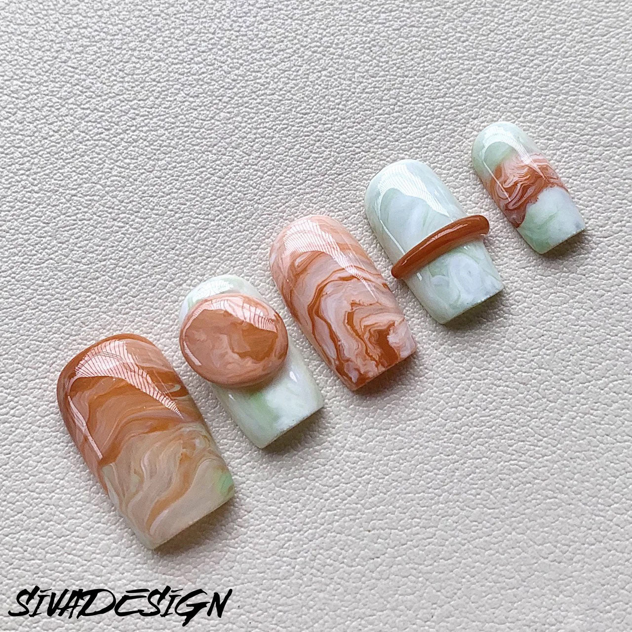 Siva Nail, Marble Serenity, unghie pressate fatte a mano e rilassanti