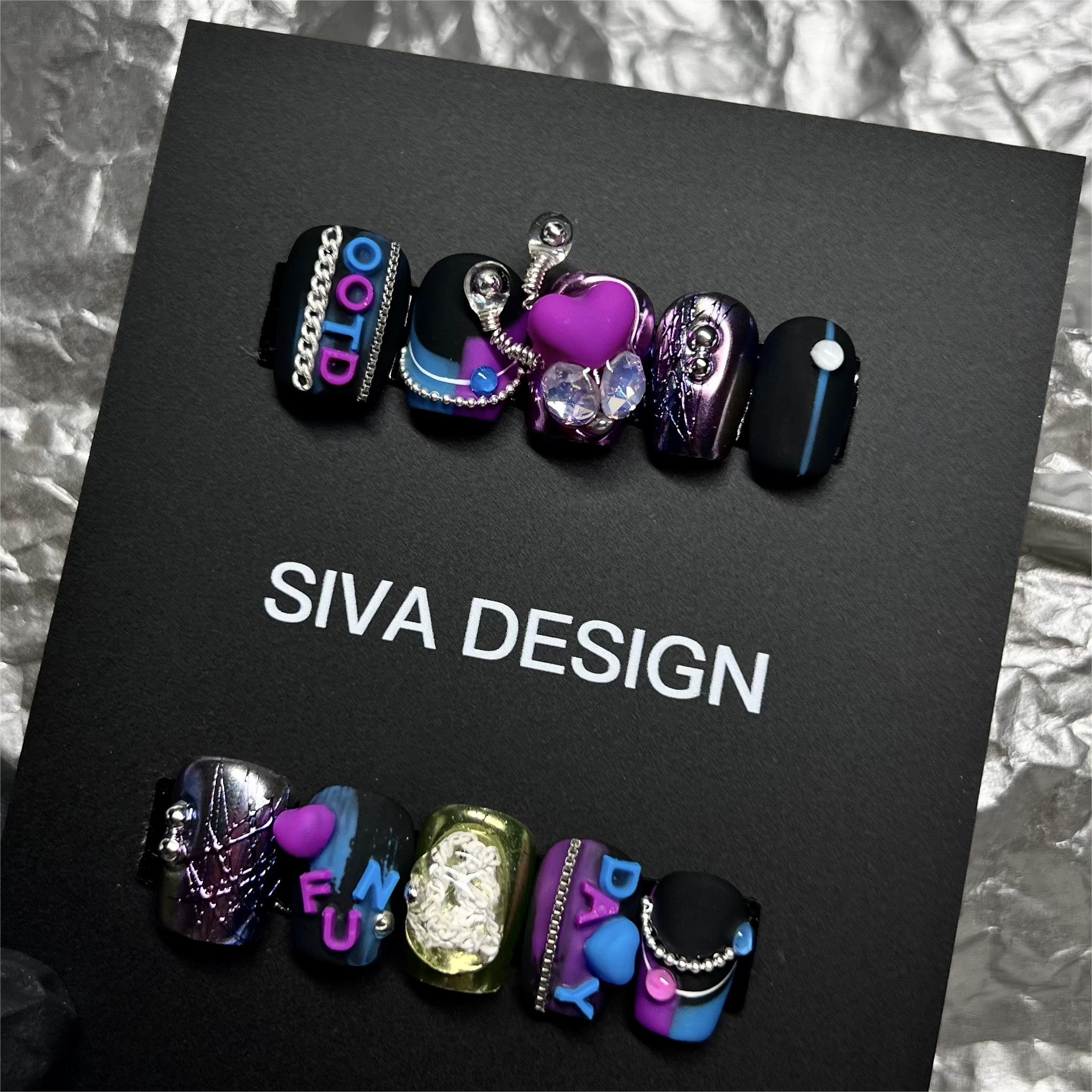 Siva Nail, Neon Dreams, unghie artistiche fatte a mano