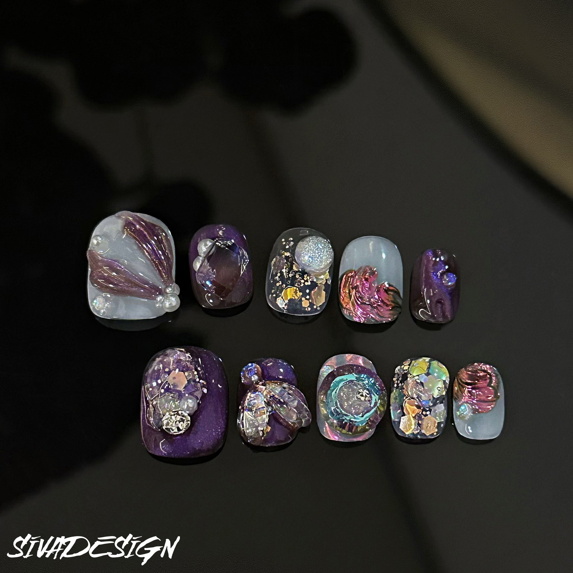 Siva Nail, Petal Poetry, Mystical Garden, unghie finte fatte a mano