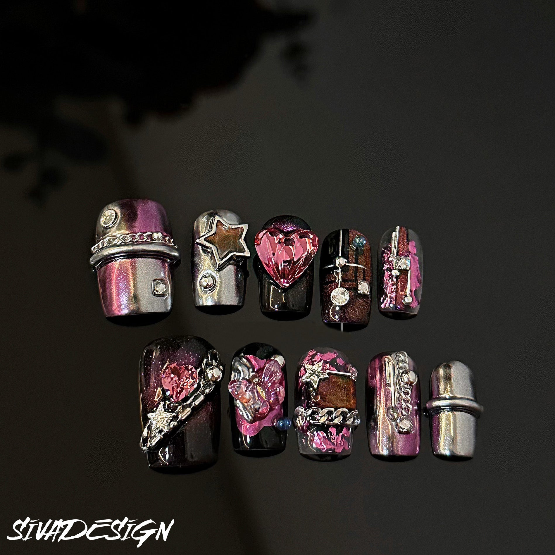 Siva Nail, Punk Princess, Edgy Chic, unghie finte fatte a mano