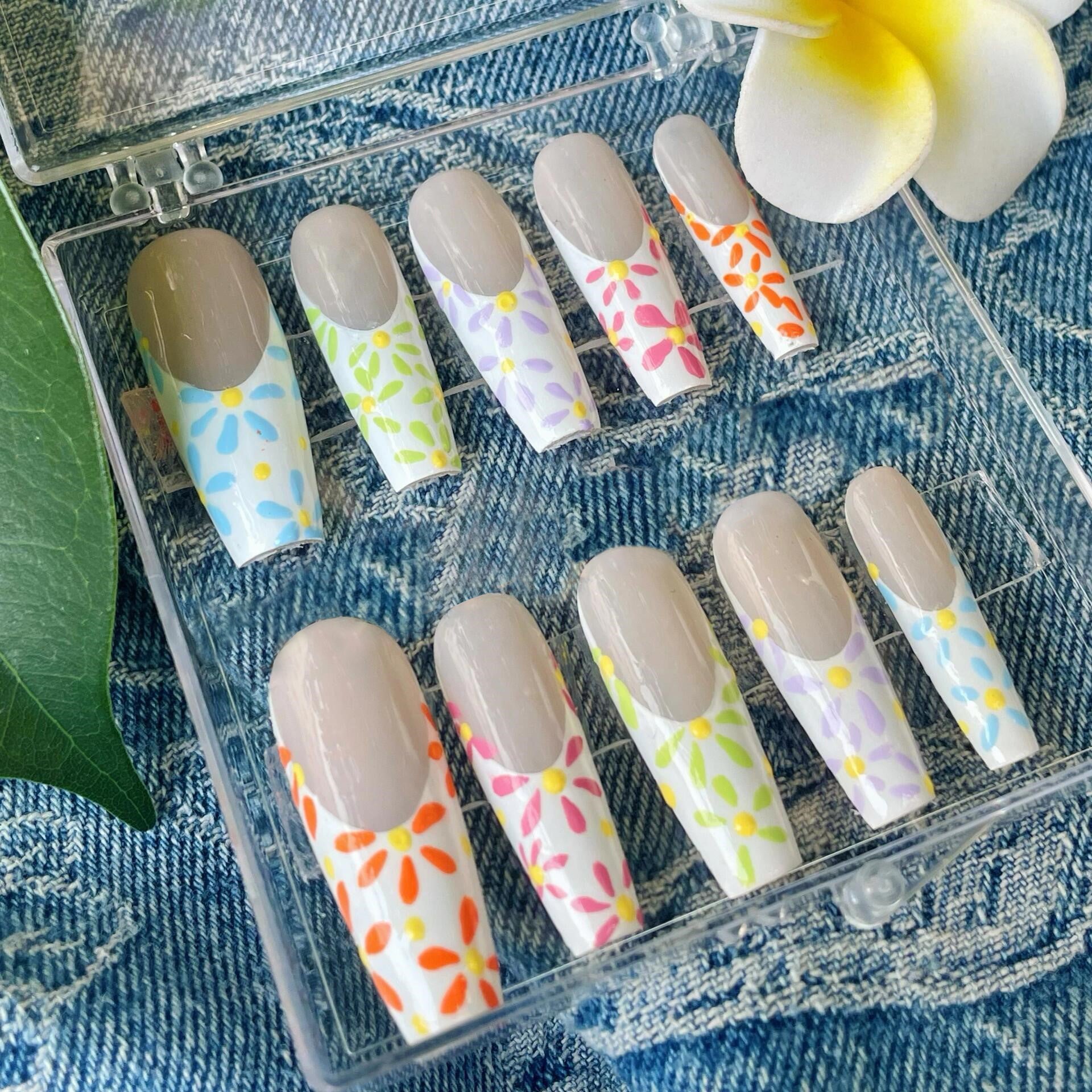 Siva Nail, Springtime Sonata, Vibrant Floral, Handmade Press on Nails