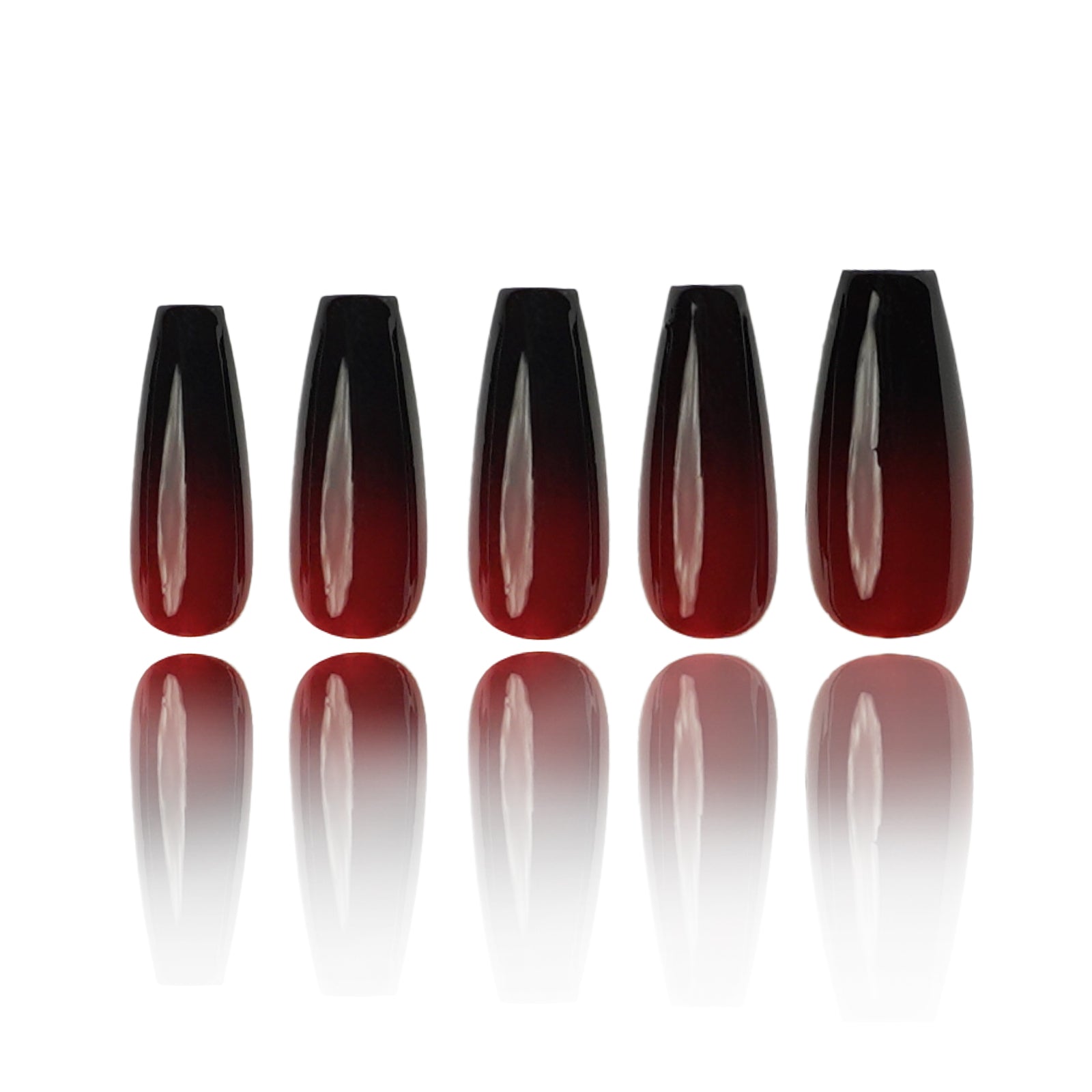 Siva Nail, Fade (rosso), semplice ombre invernale, unghie finte fatte a mano