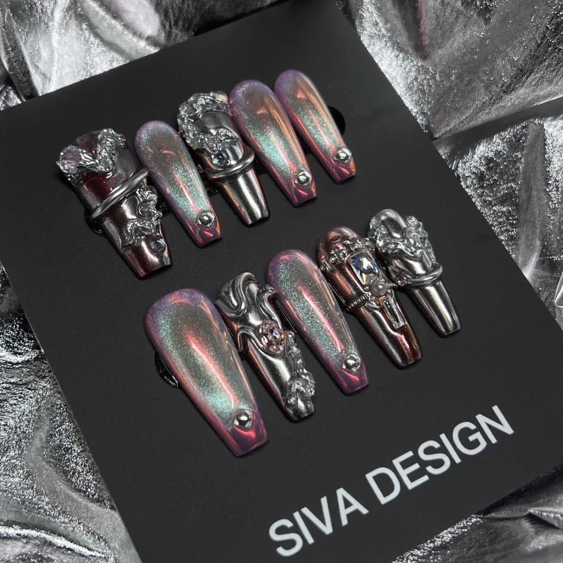 Siva Nail, Eclipse Edge, unghie finte fatte a mano in stile metallico