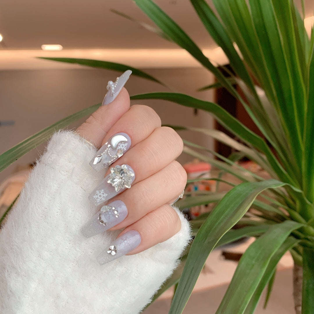 Siva Nail, Crystal Calm, Snowflake Chic, unghie finte fatte a mano