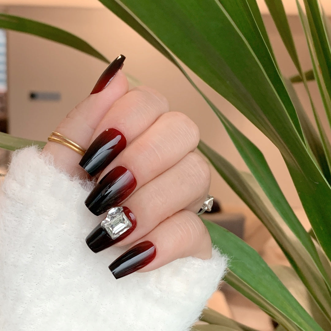 Siva Nail, Garnet Glamour, Luxe Ombre, unghie pressate fatte a mano