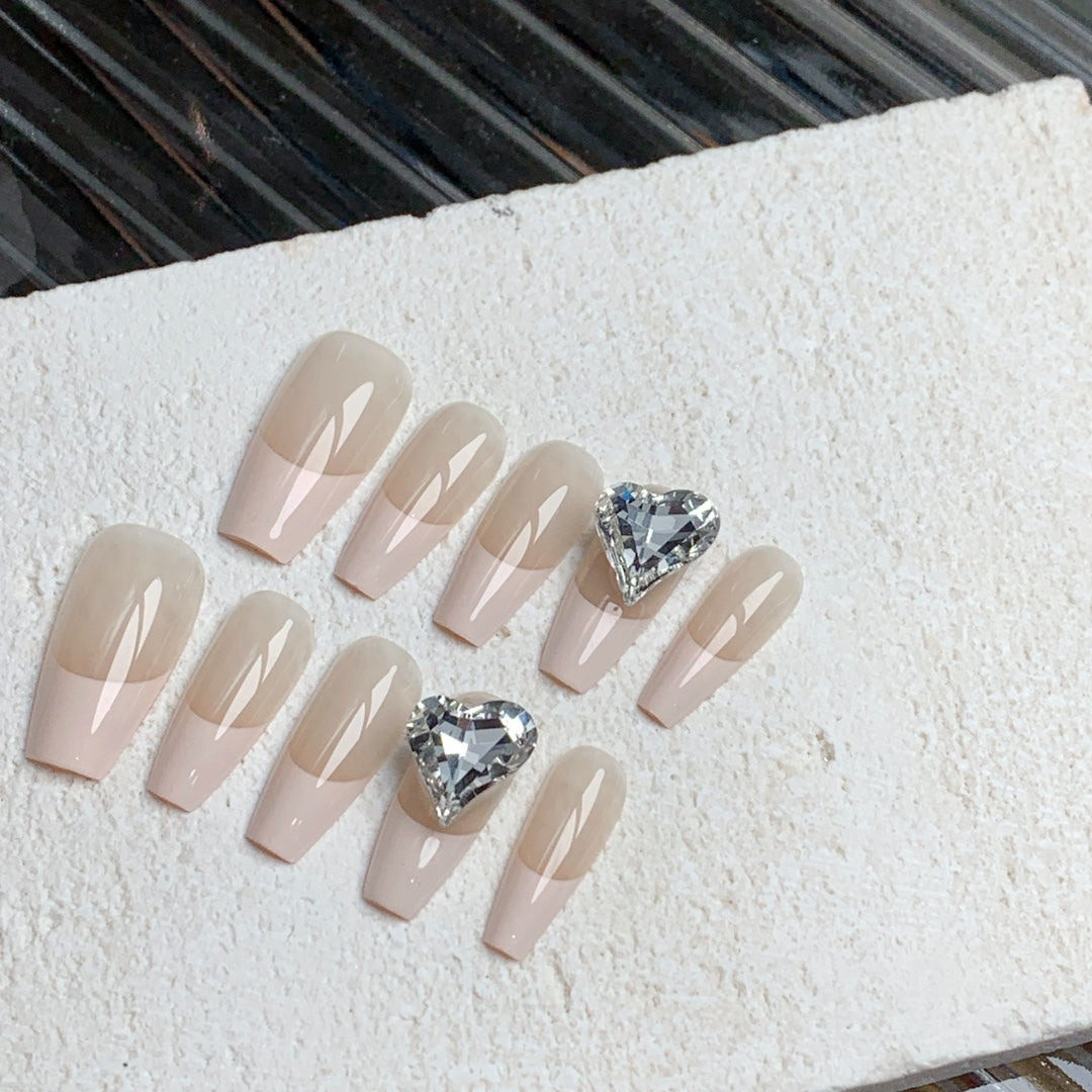 Siva Nail, Blush Geometry, French Elegance, Handmade Press on Nails